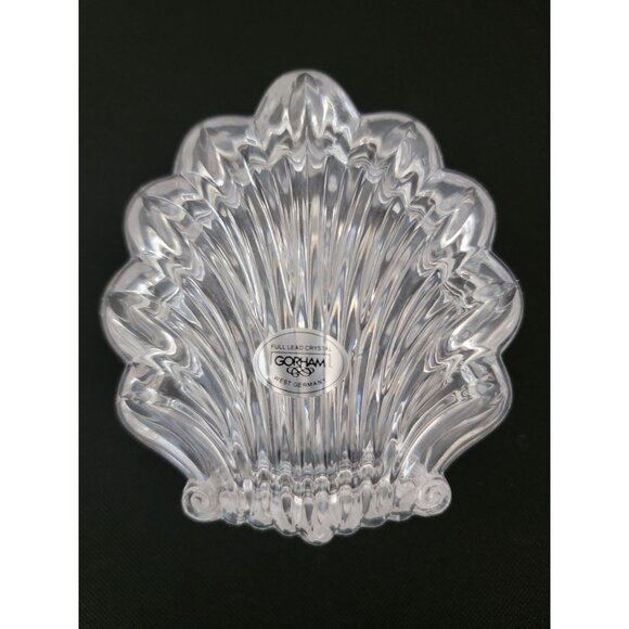 Gorham Chantilly Shell Trinket Box 4" Full Lead Crystal West Germany - Picture 2 of 9